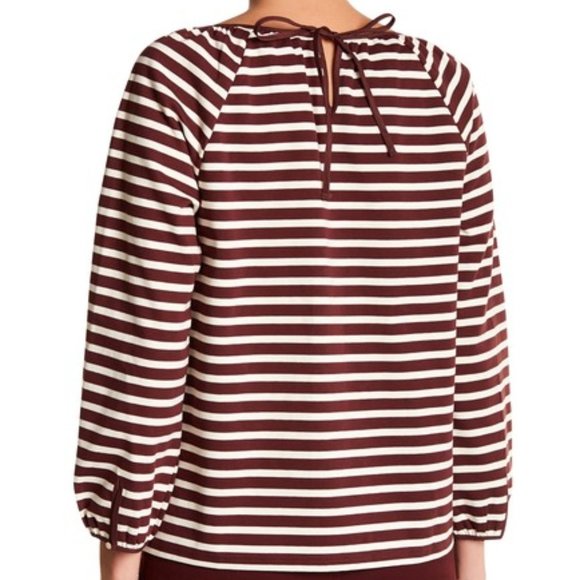 J. Crew Structured Stripe Keyhole Brown Blouse Size S - Picture 2 of 8